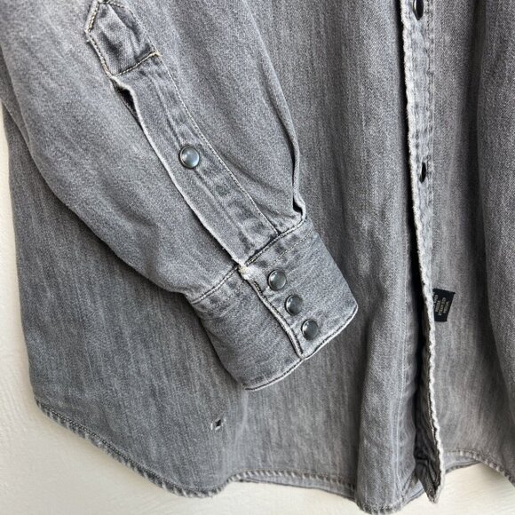 Vintage RRL Ralph Lauren Mens Gray Western Denim Shirt Size Medium Pearl Snap - Picture 8 of 16